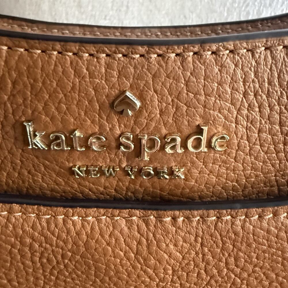 Kate Spade Leila Pebbled Leather Crossbody Purse Warm Ginger Minimalist Classic - Picture 4 of 16